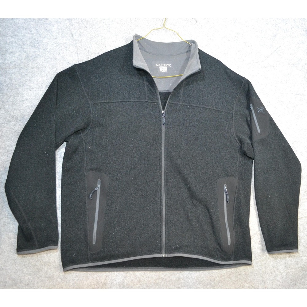 Arc'teryx Jacket Mens 2XL Black Polartec Full Zip Fleece Hiking Outdoor Covert